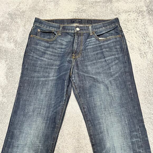 Lucky Jeans Mens 34 x30 Straight 221 Dark Wash Stretch Blue Denim Pants - Picture 2 of 12